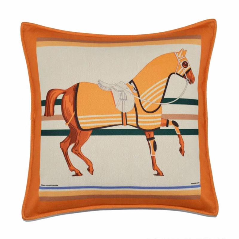 直销新款BC10美式轻奢橙色爱马家居沙发套抱枕套靠背样板间绒布床