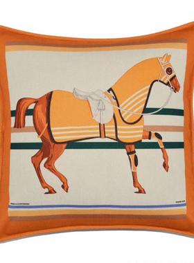 直销新款BC10美式轻奢橙色爱马家居沙发套抱枕套靠背样板间绒布床