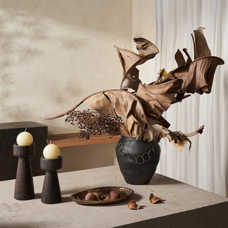 热销木作家具展厅餐桌软装设计新中式氛围布置艺术感侘寂风餐厅摆