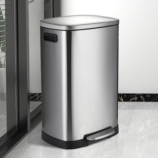 热销50升超大号不锈钢垃圾桶脚踏式厨房专用家用大容量30升办公室