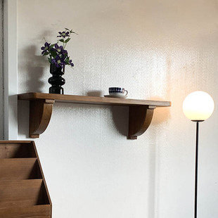 热销闻森家居简约实木复古客厅家具一字隔板墙面装饰收纳置物陈列