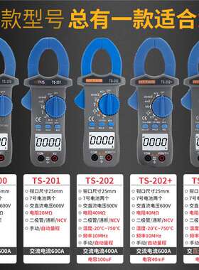泰圣钳形电流表TS200/TS201/TS202高精度数字交直流钳形表万用表