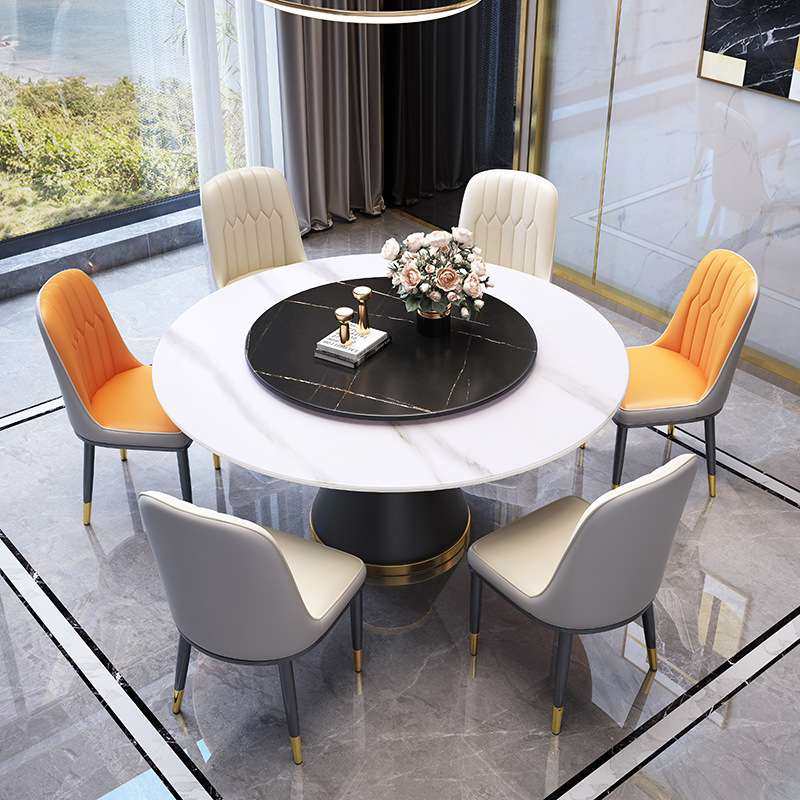 岩板餐桌椅组合圆形轻奢圆桌现代简约饭店家用大小户型带转盘饭桌,住宅家具,岩板餐桌,淘宝优惠券,粉丝福利购,淘宝优惠卷