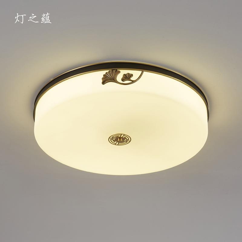 新中式全铜现代简约卧室吸顶灯家用主人房主卧房间复古中山灯具