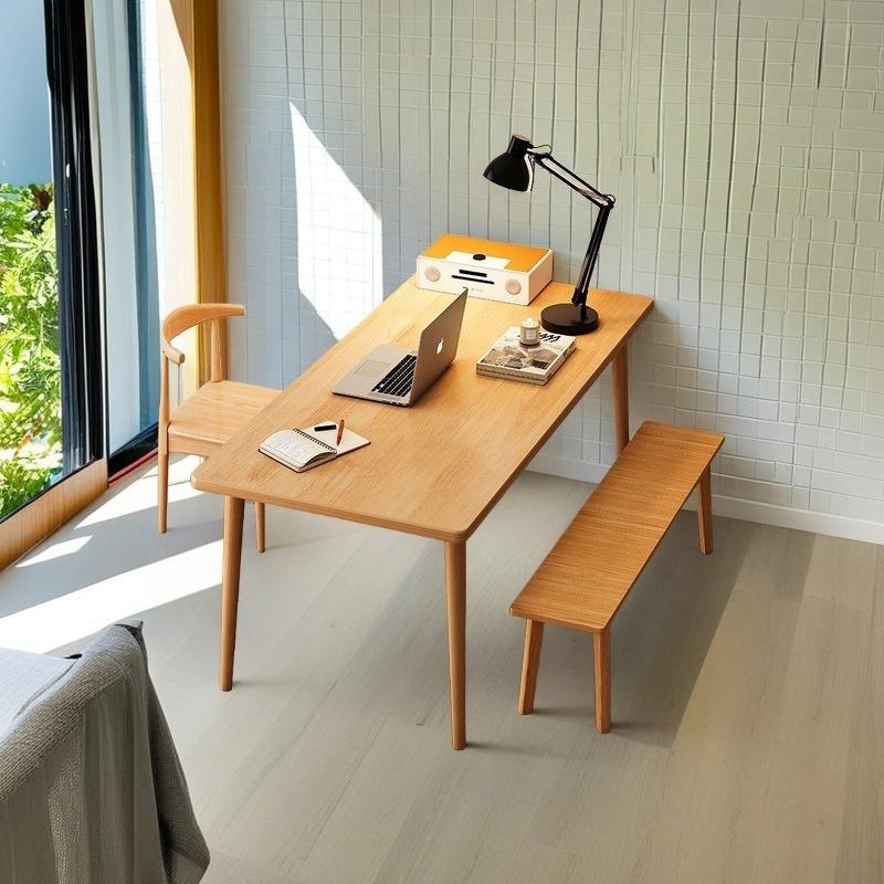 书桌简约家用学生卧室电脑桌办公写字台长方型实木桌出租房小桌子