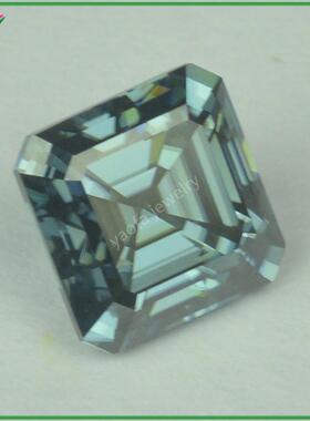 原色过测笔灰宝蓝色倒角阿斯切形莫桑石裸石 碳化硅车平倒角方钻