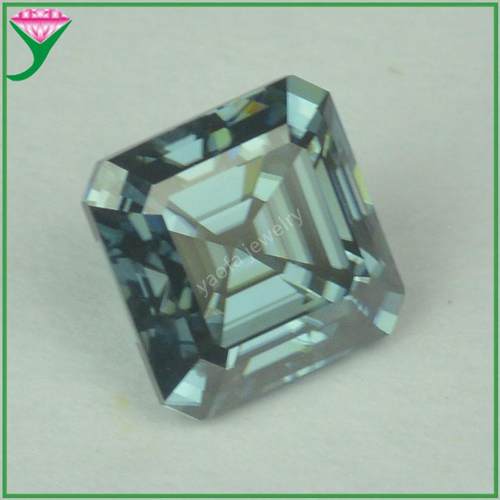 原色过测笔灰宝蓝色倒角阿斯切形莫桑石裸石 碳化硅车平倒角方钻