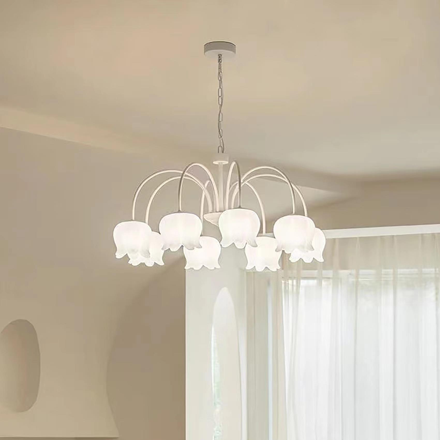 设计师款白铃兰花朵吊灯现代简约客餐厅法式奶油风轻奢主卧室吊灯