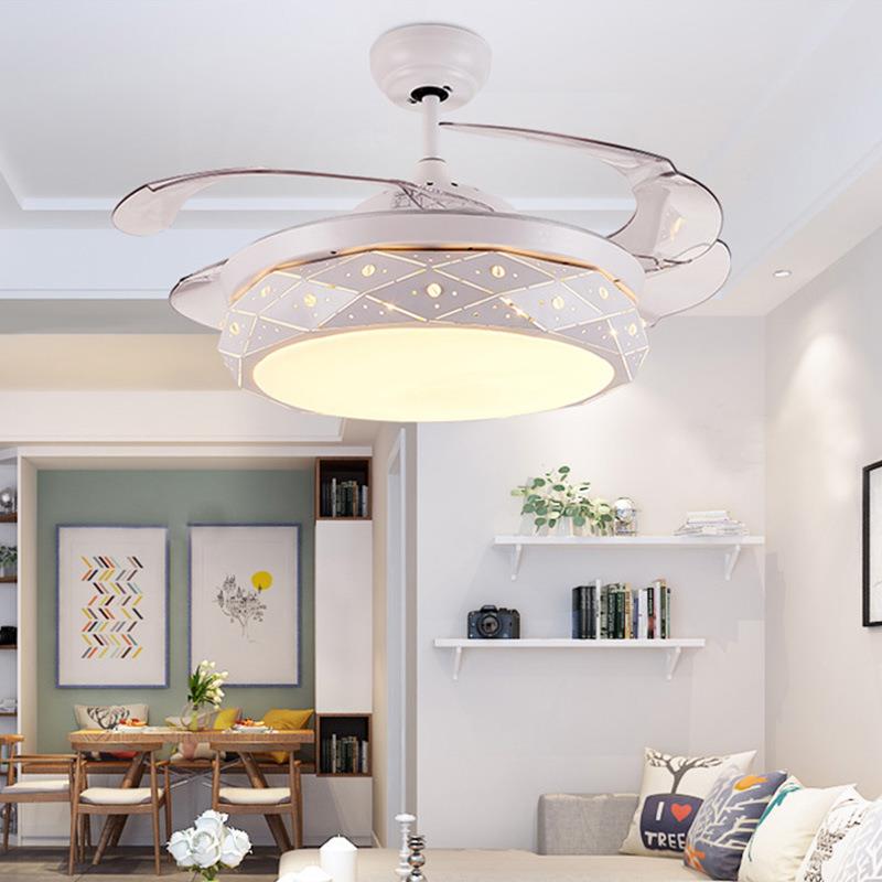 隐形吊扇灯风扇灯餐厅吊灯卧室客厅家用现代简约带LED电风扇变光