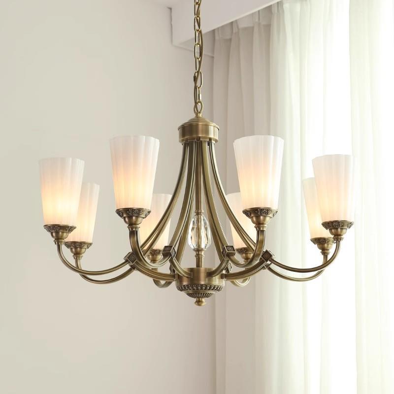 全铜现代美式简约客厅吊灯 复式楼别墅餐厅灯卧室吊灯温馨浪漫