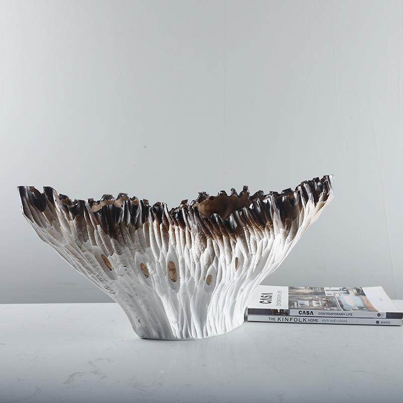 创意简约轻奢样板房客厅办公室玄关抽象艺术几何贝壳大花器工艺品