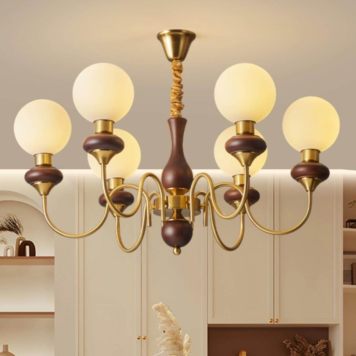 客厅吊灯北欧美式复古胡桃木色餐厅灯中古风护眼大厅卧室灯,家装灯饰光源,智能吊灯,淘宝优惠券,粉丝福利购,淘宝优惠卷