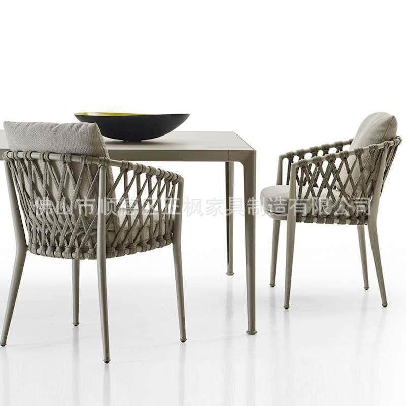 户外北欧简约靠背桌椅麻绳手工编织椅子酒店工程休闲桌椅组合,商业/办公家具,商用藤编家具,淘宝优惠券,粉丝福利购,淘宝优惠卷