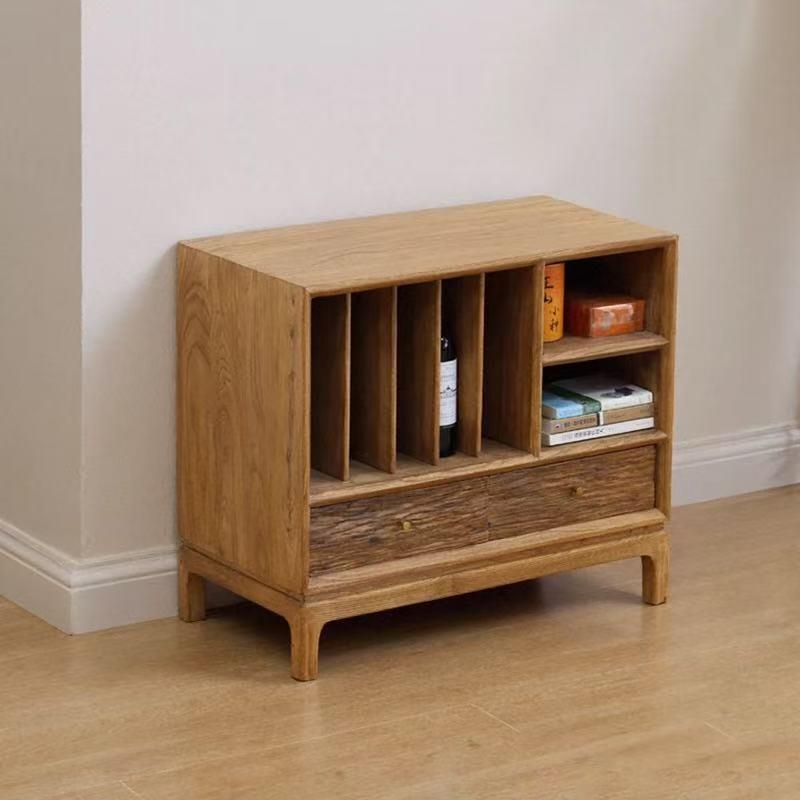 简约老榆木餐边柜实木客厅靠墙家用收纳柜茶水柜带抽屉书柜
