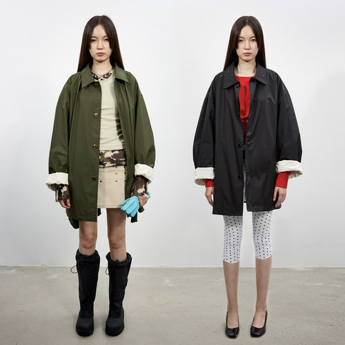 antennaeffect廓形翻领风衣外套