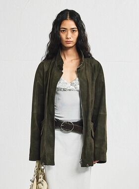 【周雨彤同款】antenna effect巴恩风麂皮绒抽绳夹克宽松复古外套