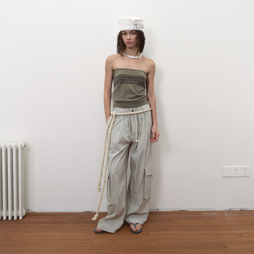 antenna effect 复古波嬉风度假感花纹针织抹胸