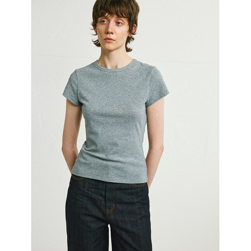 antenna effect秋新款纯色修身半袖T恤圆领显瘦正肩运动短袖