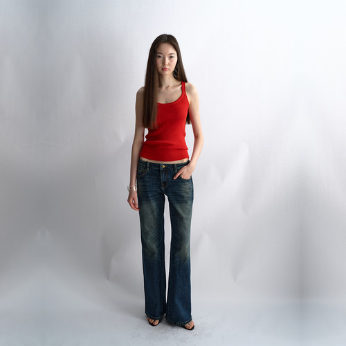 antenna effect复古大u领针织背心运动百搭修身显瘦吊带Tanktop