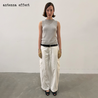 antennaeffect棉麻针织无袖上衣