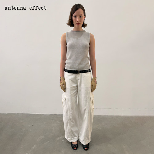 antennaeffect棉麻针织无袖上衣