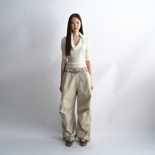 antenna effect春款上新复古宽松大口袋工装裤褶皱廓形休闲裤