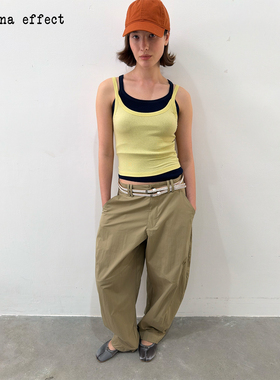 antenna effect 复古基础款修身版型亚麻天丝无袖叠穿吊带背心