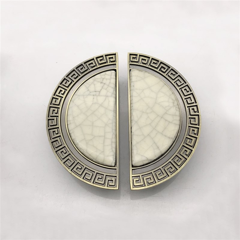 热销橱柜抽屉衣柜门把手田园风格青古铜拉手欧式碎纹裂纹陶瓷拉手