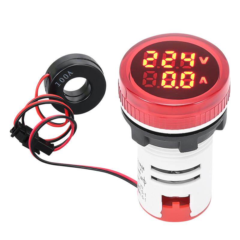 热销圆形数显电流电压表 指示灯交流讯号灯220V双显一体380V 22MM