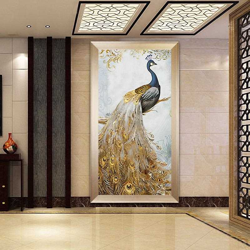 新款直销2021新品5D钻石画新款孔雀客厅水晶点贴砖秀玄关挂画轻奢