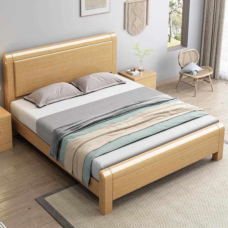 新款直销榉木实木床儿童女孩单人1.5米现代简约1.8米双人床气压高