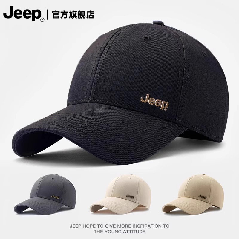 jeep吉普棒球帽男士新款防晒遮阳鸭舌帽休闲百搭纯棉户外硬顶帽子