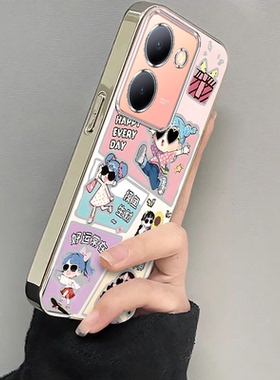 适用vivoy78手机壳新款y77e好运女孩y76s硅胶保护套vovoy7s全包y78十防摔y73s外壳viviy75s男5g女y72t卡通m+