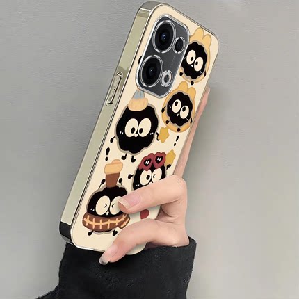 适用oppoReno13手机壳12Pro新款reno11/10镜头全包reon7/6/5防摔9/8por+硅胶套rone4se可爱软外壳2Z带帽煤球