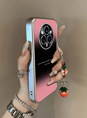 适用真我14Pro+手机壳realme14Pr0十RMX5050保护套OPPO加Por黑粉渐变英文硅胶全包防摔高级感OPPORealme男女