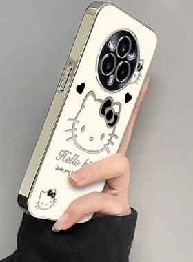 适用真我14Pro+手机壳realme14Pr0十RMX5050保护套OPPO加Por黑蝴蝶结kt猫1硅胶全包防摔高级感OPPORealme男女