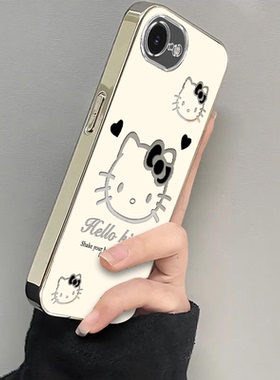 适用苹果16e手机壳iPhone16e黑蝴蝶结kt猫1新款硅胶软壳全包防摔平果十六E16SE4外壳高级感iPone男女2025