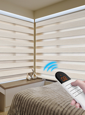 SUNFREE电动卷帘遮阳遮光柔纱窗帘自动遥控升降卧室阳台客厅家用