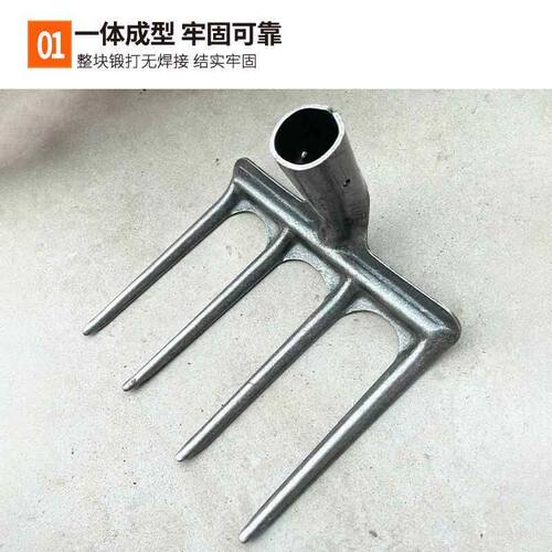 翻地松土多功能三齿耙子全钢淬火四齿镐农用种菜翻土工具加厚耙锄