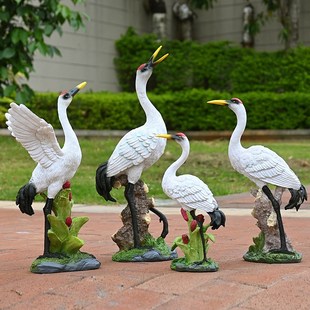 戶外花園水池裝 造景動物飾品池塘水景仙鶴擺 飾庭院假山小丹頂鶴