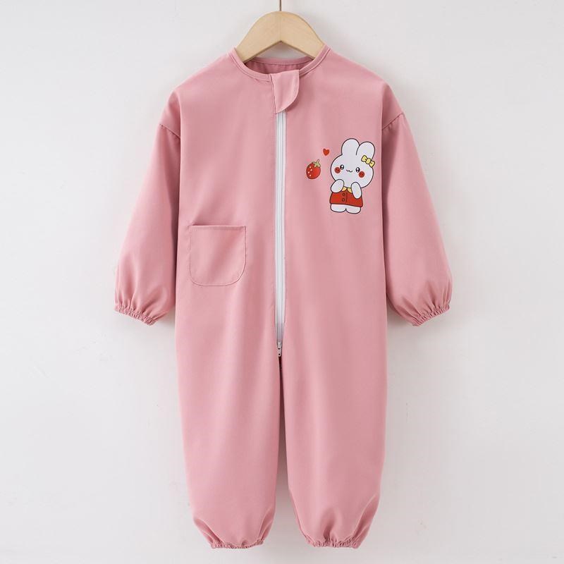 婴儿女宝宝连体爬地爬行爬爬服罩衣防脏护衣秋冬外穿洋气全身防水