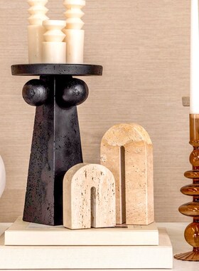 洞石大理石摆件饰品样板房售楼部现货定制装饰品工艺品