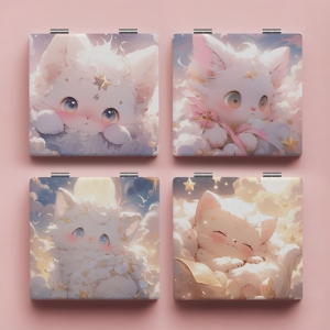 可爱猫咪双面化妆小镜子随身折叠