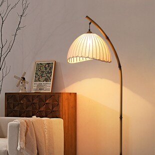 热销侘寂风竹艺落地灯创意复古客厅卧室床头灯新中式禅意民宿装饰