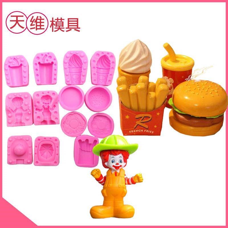 热销TW-8胶08-2薯条汉堡丑小系列硅模具粘土模装57355饰模具具