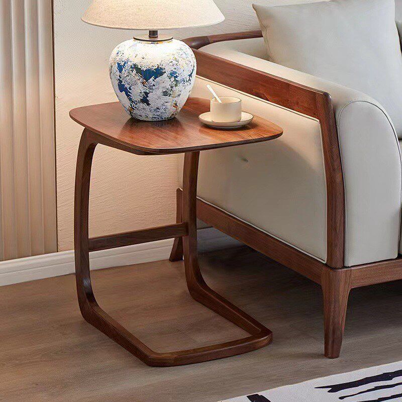 热销胡桃木色实木边几沙发角几小户型阳台茶桌可移动床头边几