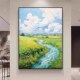 热销莫奈印象派绿色风景纯手绘油画抽象肌理画玄关客厅装 饰画餐厅