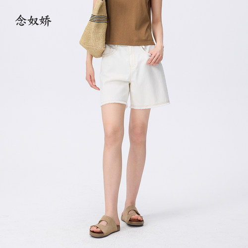 念奴娇自然米松弛短裤女2026年夏季新款软糯亚麻宽松短裤女裤子