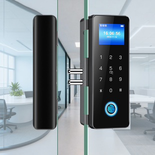 玻璃门智能锁免布线有框无框单双门大门锁办公室密码锁家用指纹锁