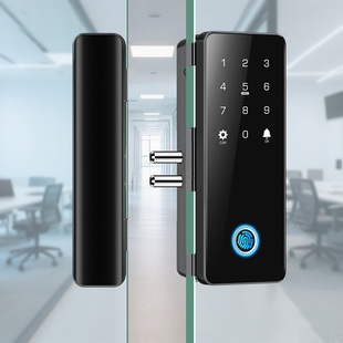 玻璃门密码锁玻璃门锁办公室免开孔电子门禁锁指纹公司智能门锁